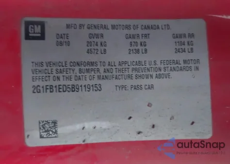 2011 Chevrolet Camaro 1Lt z USA, uszkodzony, nr VIN 2G1FB1ED5B9119153